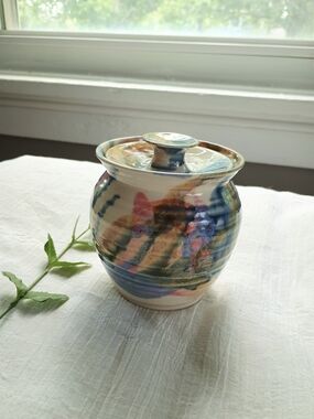 🎨 BOHEMIAN 🎨 VTG Whimsical Hand-Thrown Glazed Ceramic Pot, Eclectic Home